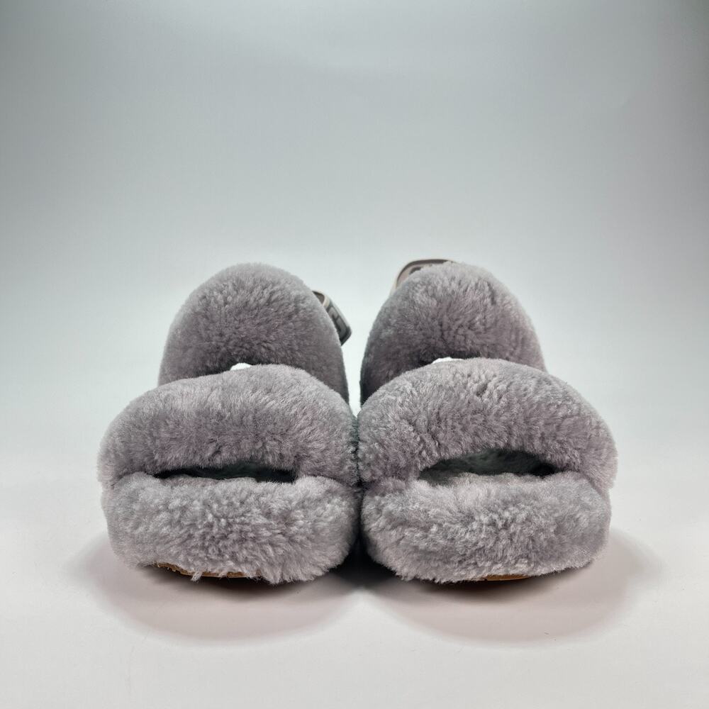UGG Oh Yeah Slide Gray Sheepskin Comfort Platform Sandals 1107953 Women's Size 7 - Picture 2 of 10